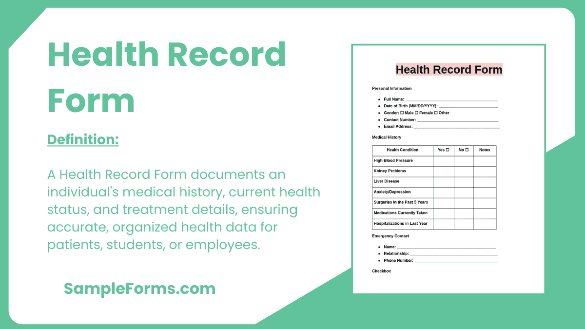 FREE 13+ Health Record Form Samples, PDF, MS Word, Google Docs